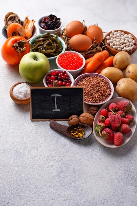 Zdrowa żywność zawierająca jod