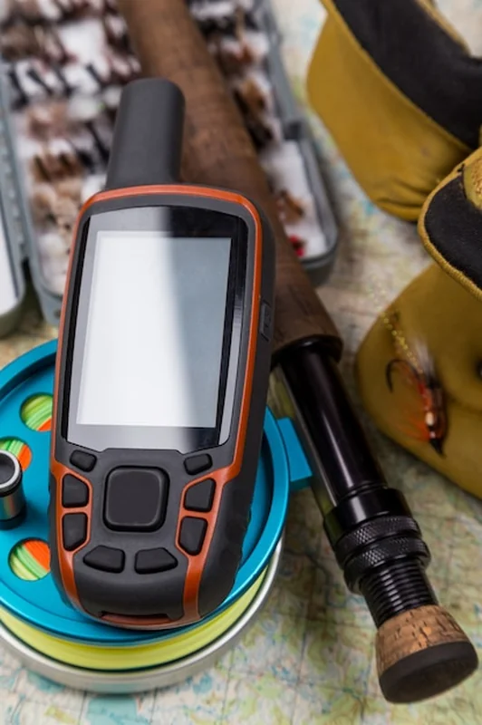 Nawigator GPS z rozwiązaniami wędkarskimi na mapie
